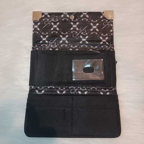 Jessica Simpson Black Silver Details Wallet / Clutch Approx 7.5 X 4 - Picture 3 of 13